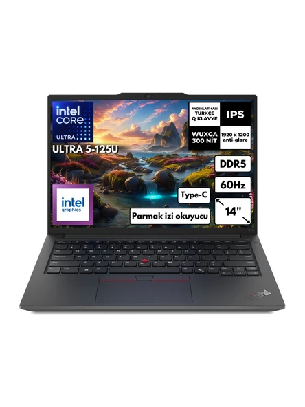 LENOVO Thinkpad E14 Gen 6 Ultra 5-125U 16 Gb Ram 2 Tb Ssd 14"  Free Dos 21M7002Ptx Kt32 ürün görseli 1
