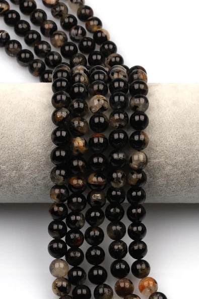 Siyah Turmalin Doğal Taş Dizi 8 mm Küre Kesim
