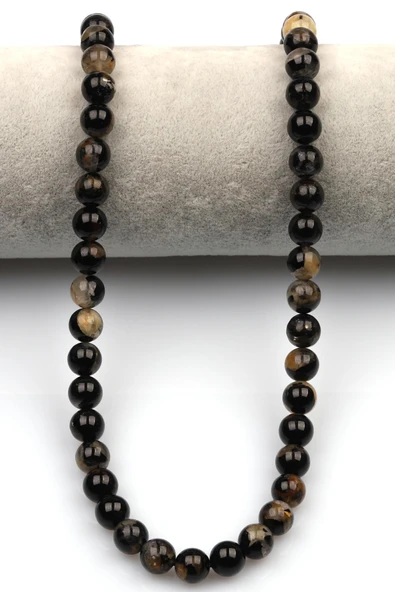 Siyah Turmalin Doğal Taş Dizi 8 mm Küre Kesim - Resim 2