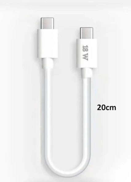 PDAteknoloji Type-C to Type-C PD 18w Kısa Hızlı Powerbank Şarj ve Data Kablosu - Beyaz 20cm C-453 - Resim 2