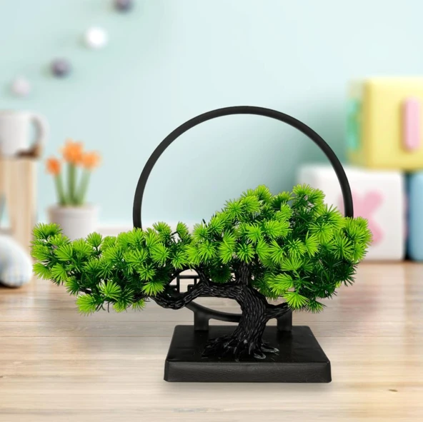 Nettenevime Yapay Ağaç Bonzai Çemberli Model Dekoratif Yapay Ağaç Bonsai Yapay Ağaç Masa Ofis Hediyelik - Resim 7
