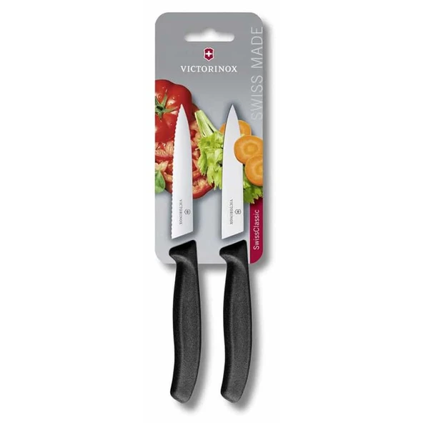 Victorinox 6.7793.B 10cm Siyah 2li Tırtıklı Soyma Bıçağı