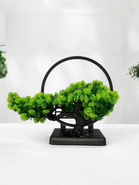 Nettenevime Yapay Ağaç Bonzai Çemberli Model Dekoratif Yapay Ağaç Bonsai Yapay Ağaç Masa Ofis Hediyelik - Resim 2