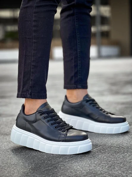 Terzi Bey Yüksek Taban Günlük Ayakkabı 144 Siyah (beyaz Taban) - 4