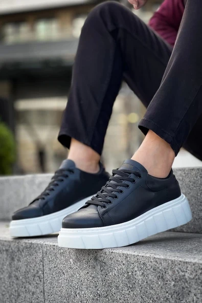 Terzi Bey Yüksek Taban Günlük  Ayakkabı 144  Siyah (beyaz Taban) - 6