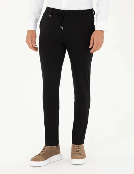 Yazı Slim Fit Likralı Erkek Jogger Pantolon-7114