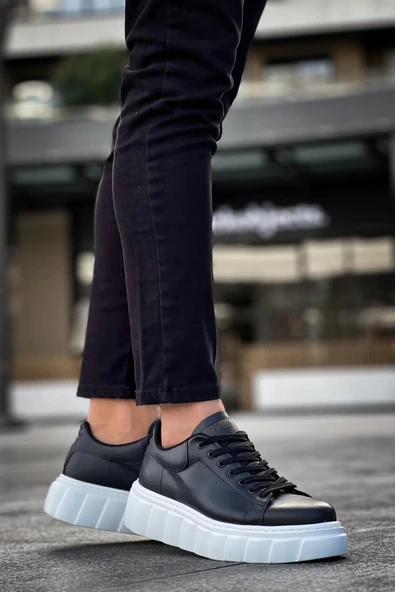 Terzi Bey Yüksek Taban Günlük  Ayakkabı 144  Siyah (beyaz Taban) - 5