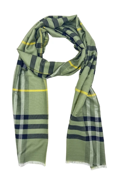 Burberry Ekose Desen %80 Yün , %20 Ipek,Yeşil Siyah Kareli Şal 68x246 Cm