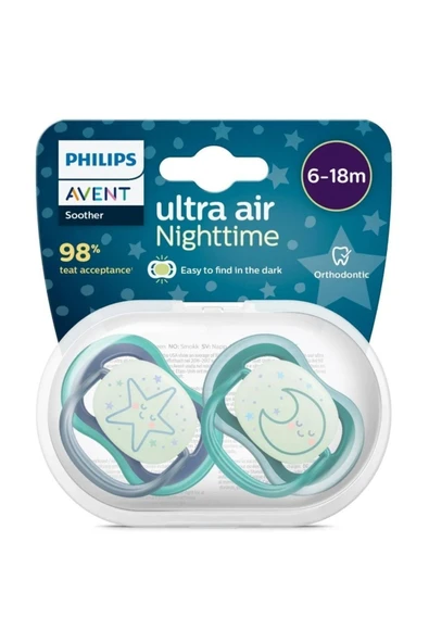 Philips Avent Ultra Air Gece Emziği 6-18 Ay 2'li Erkek Scf376/13