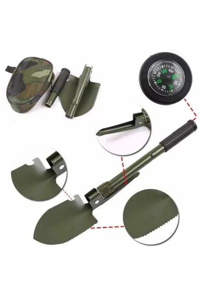 Portatif Çantalı Pusulalı Katlanabilir Kazma Kürek Kamp Seti 3 In 1 - 2