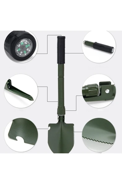 Portatif Çantalı Pusulalı Katlanabilir Kazma Kürek Kamp Seti 3 In 1 - 3
