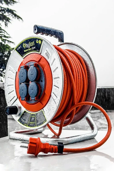 Makaralı Seyyar Kablo Kapaklı 4 Prizli Metal Uzatma Kablosu 3x2.5 Mm Ttr Cca Kablo 50 Metre - 7