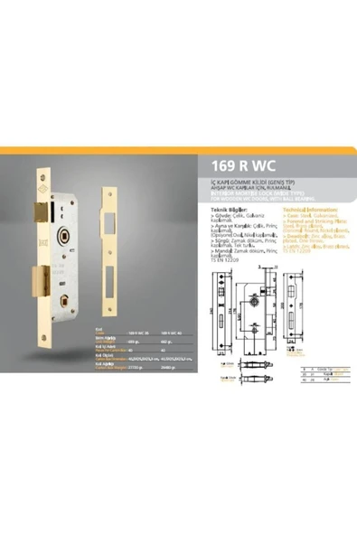 Kale 169r Wc 40 Mm Iç Kapı Gömme Kilidiahşap Banyo Ve Wc Kapı Kilidi Nikel - 4