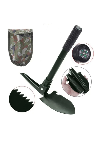 Portatif Çantalı Pusulalı Katlanabilir Kazma Kürek Kamp Seti 3 In 1 - 5