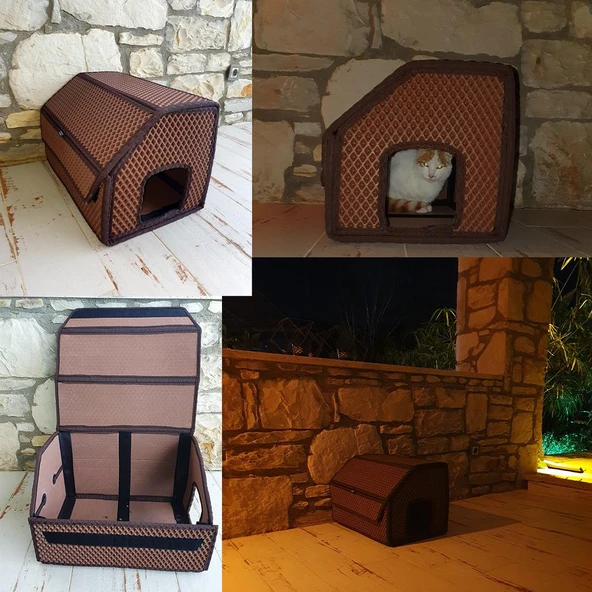 Bod Dış Mekan Yağmura Ve Soğuğa Dayanıklı Eva Kedi Evi Yuvası Siyah - 4