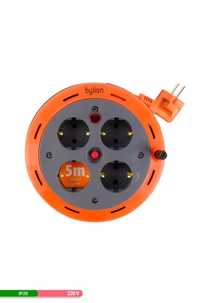 Makaralı Portatif Uzatma Kablosu 5 Metre 4'lü Priz 3x1 - Resim 2