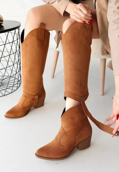 Milla Taba Süet Tak Çıkar Topuklu Bot Ve Çizme - Resim 2