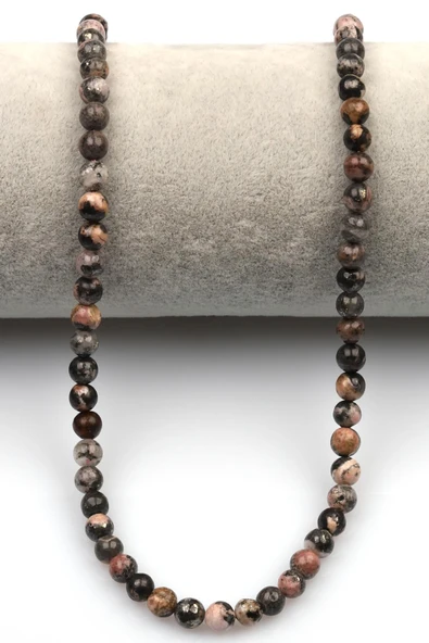 Rodokrozit-Pirit Doğal Taş Dizi 6 mm Küre Kesim - 2