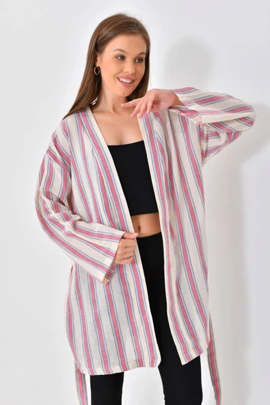 El Dokuması Kimono - Pembe Mavi - 8