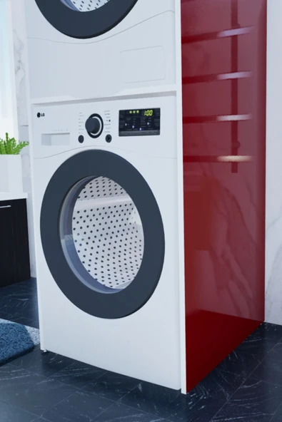 Lavanta Mobilya İmalat HİGH GLOSS ALTUN KIRMIZI ÇAMAŞIR MAKİNASI VE KURUTMA MAKİNASI DOLABI - 3