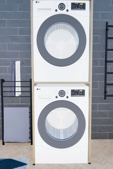 Lavanta Mobilya İmalat Mdf Altun Safir Meşe Çamaşır Makinesi Ve Kurutma Makinesi Dolabı - 4