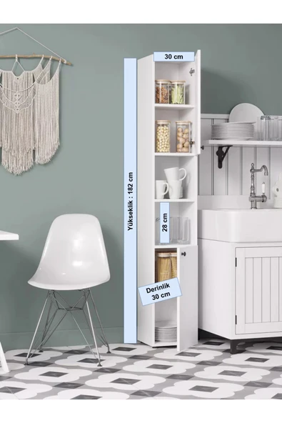 Lavanta Mobilya İmalat POSOF MDF BEYAZ ÇOK AMAÇLI MUTFAK DOLABI (Gıda Dolabı) (1. Sınıf MDF) - 2