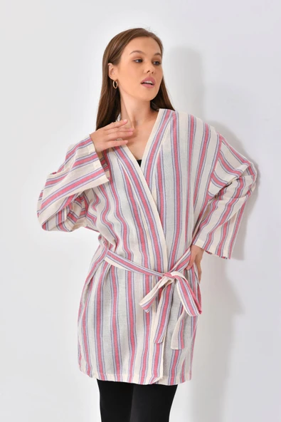 El Dokuması Kimono - Pembe Mavi - 3