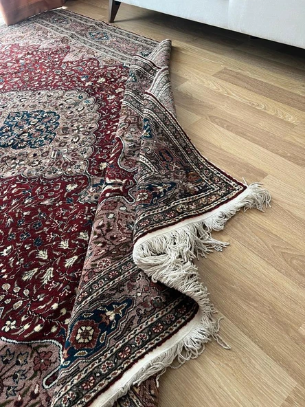 193x293 cm Büyük Boy Türk El Dokuma Halı, Kırmızı Renkli Çiçek Desenli, Harika Ev ve Ofis Dekoru - 6