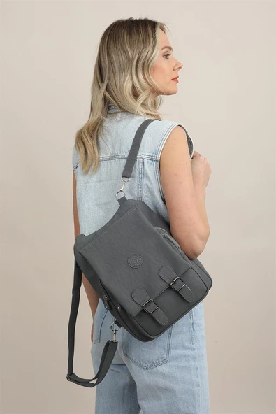 Krinkıl Su Gecirmez Kumaş Kadın Omuz ve Sırt Çantası - Resim 2