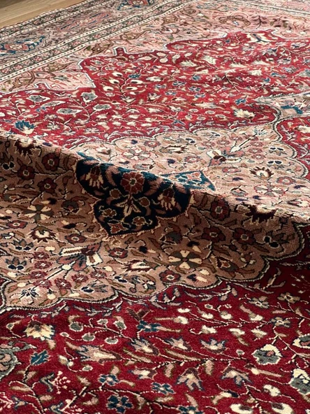 193x293 cm Büyük Boy Türk El Dokuma Halı, Kırmızı Renkli Çiçek Desenli, Harika Ev ve Ofis Dekoru - 5