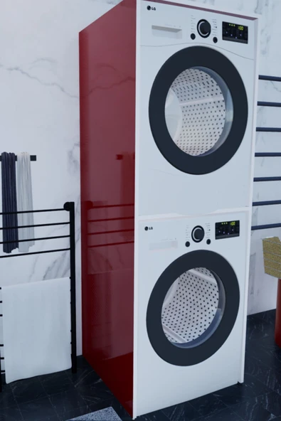 Lavanta Mobilya İmalat HİGH GLOSS ALTUN KIRMIZI ÇAMAŞIR MAKİNASI VE KURUTMA MAKİNASI DOLABI - 6