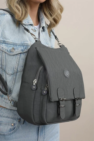 Krinkıl Su Gecirmez Kumaş Kadın Omuz ve Sırt Çantası - Resim 4