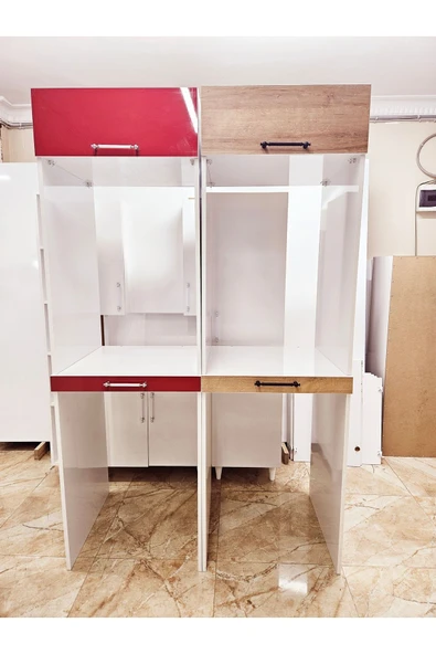 Lavanta Mobilya İmalat MDF (SAFİR MEŞE) DİCLE BEYAZ ÇAMAŞIR MAKİNESİ VE KURUTMA MAKİNESİ DOLABI - 8