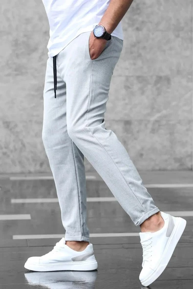 Likralı Esnek Slim Fit Dar Kesim Beli Bağlamalı Yan Cepli Erkek Jogger Pantolon - 3
