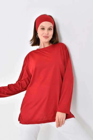 Uzun Kollu Tunik (Bandana Hediyeli) - Kırmızı - 5