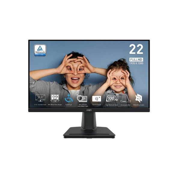 MSI PRO MP225 21.5" 100HZ 1MS ADAPTIVE-SYNC 1920x1080 (FHD) 16:9 FLAT IPS MONITOR