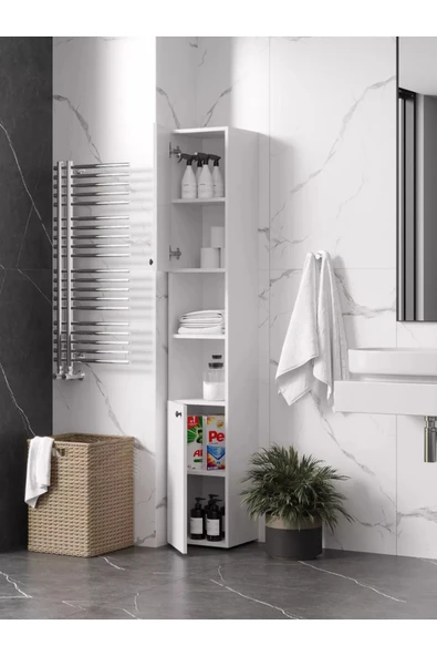 Lavanta Mobilya İmalat POSOF MDF BEYAZ ÇOK AMAÇLI BANYO  DOLABI (1. Sınıf MDF) - 4