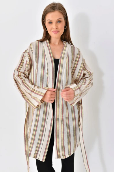 El Dokuması Kimono - Yeşil Kırmızı - 4