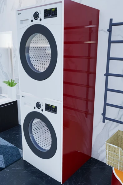 Lavanta Mobilya İmalat HİGH GLOSS ALTUN KIRMIZI ÇAMAŞIR MAKİNASI VE KURUTMA MAKİNASI DOLABI - 8