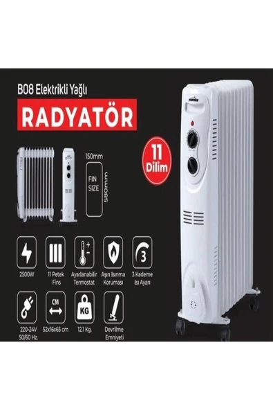 Mars Star B08 Termostatlı 11 Dilim Yağlı Elektrikli Radyatör - 4