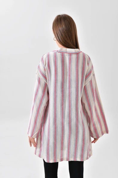 El Dokuması Kimono - Pembe Mavi - 6
