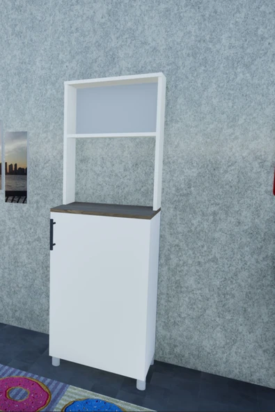 Lavanta Mobilya İmalat AMAZON MDF KAHVE KÖŞESİ DOLABI (BEYAZ ve SEFİR MEŞE) - 2