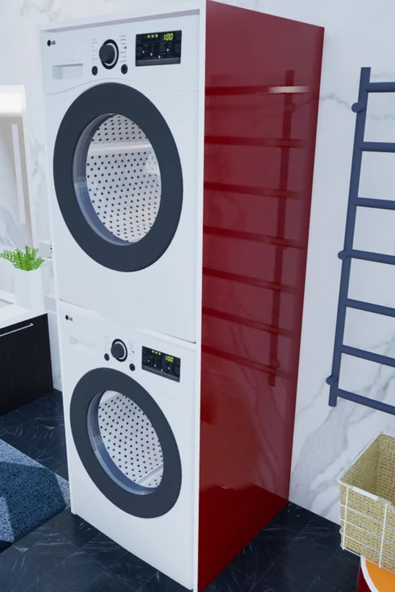 Lavanta Mobilya İmalat HİGH GLOSS ALTUN KIRMIZI ÇAMAŞIR MAKİNASI VE KURUTMA MAKİNASI DOLABI - 7