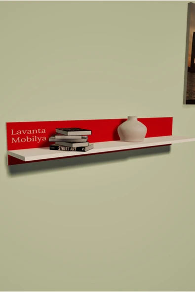Lavanta Mobilya İmalat MDF AMAZON DEKORATİF DUVAR RAFI (KIRMIZI + SAFİR MEŞE + BEYAZ) - 3