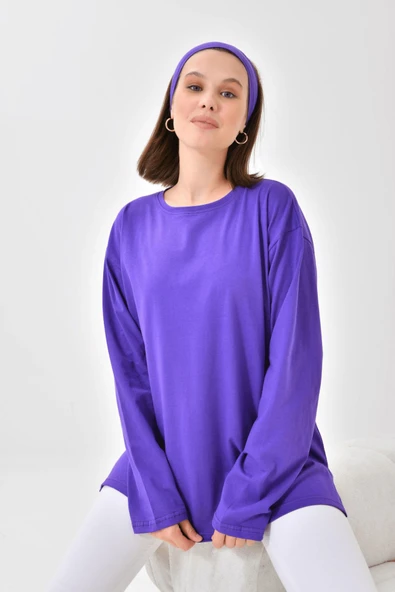 Uzun Kollu Tunik - Mor (Bandana Hediyeli) - 2