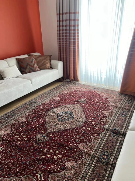 193x293 cm Büyük Boy Türk El Dokuma Halı, Kırmızı Renkli Çiçek Desenli, Harika Ev ve Ofis Dekoru - 4