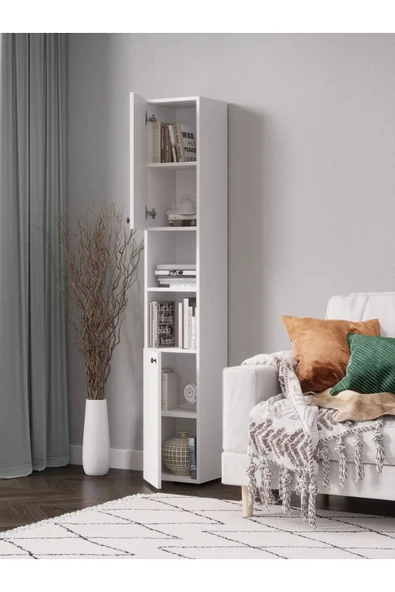 Lavanta Mobilya İmalat POSOF MDF BEYAZ SALON DOLABI - KİTAPLIK - VİTRİN (1. Sınıf MDF) - 3