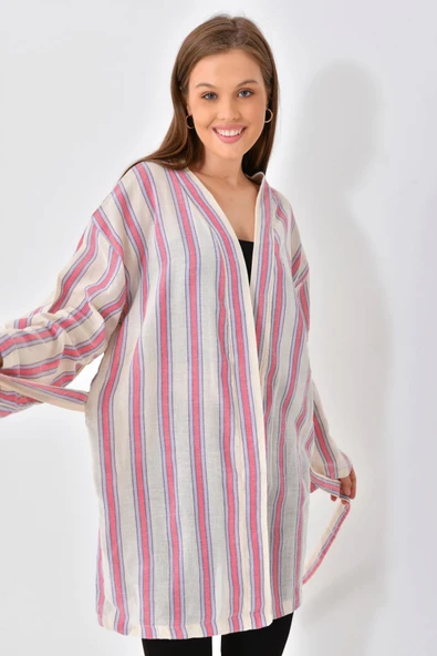 El Dokuması Kimono - Pembe Mavi - 4