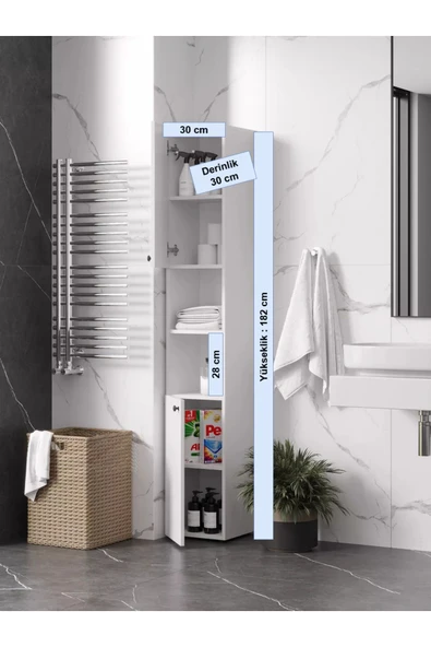 Lavanta Mobilya İmalat POSOF MDF BEYAZ ÇOK AMAÇLI BANYO  DOLABI (1. Sınıf MDF) - 2