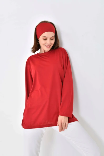 Uzun Kollu Tunik (Bandana Hediyeli) - Kırmızı - 2